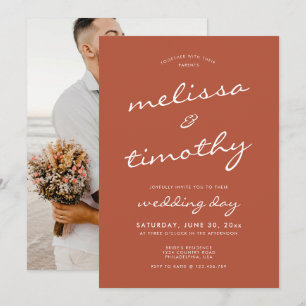 Modern minimalist Terracotta Wedding Kaart