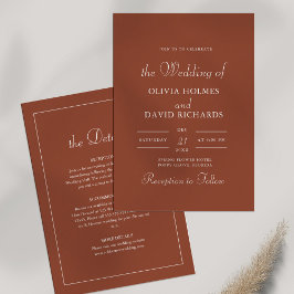 Modern minimalist Terracotta Wedding Kaart