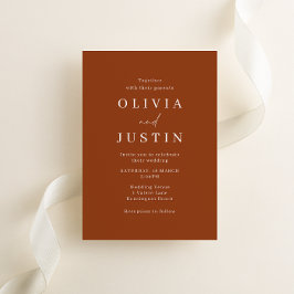 Modern minimalist Terracotta Wedding Kaart