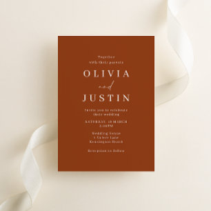 Modern minimalist Terracotta Wedding Kaart