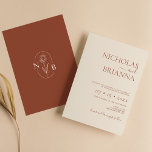Modern minimalist Terracotta Wedding Kaart<br><div class="desc">Moderne minimalistische terracotta bruiloft uitnodiging. Monogram aan de achterkant.</div>