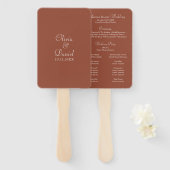 Modern minimalist Terracotta Wedding Programme Handwaaier (Voorkant en achterkant)