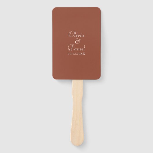 Modern minimalist Terracotta Wedding Programme Handwaaier (Voorkant)