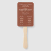 Modern minimalist Terracotta Wedding Programme Handwaaier (Achterkant)