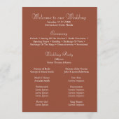 Modern minimalist Terracotta Wedding Programme Programmakaart (Achterkant)