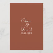 Modern minimalist Terracotta Wedding Programme Programmakaart (Voorkant)
