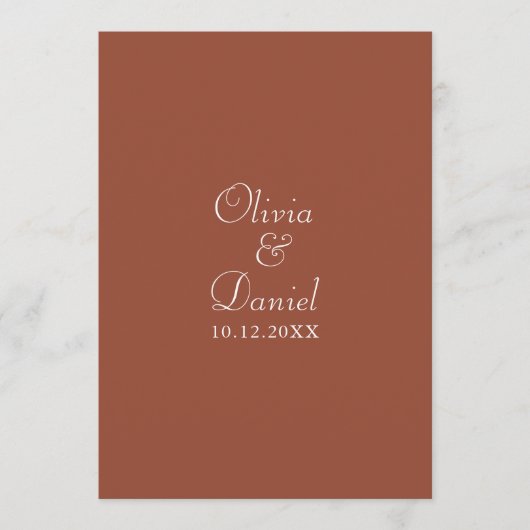 Modern minimalist Terracotta Wedding Programme Programmakaart (Voorkant)
