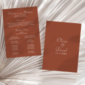 Modern minimalist Terracotta Wedding Programme Programmakaart