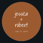 Modern minimalist Terracotta Wedding Ronde Sticker<br><div class="desc">Moderne minimalistische terracotta Wedding Classic Round Sticker</div>