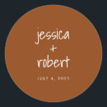 Modern minimalist Terracotta Wedding Ronde Sticker<br><div class="desc">Moderne minimalistische terracotta Wedding Classic Round Sticker</div>