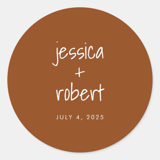 Modern minimalist Terracotta Wedding Ronde Sticker (Voorkant)