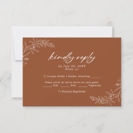Modern minimalist Terracotta Wedding RSVP Kaart