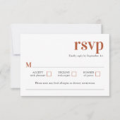 Modern minimalist Terracotta Wedding RSVP Kaart (Voorkant)