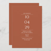 Modern minimalist Terracotta Wedding Save The Date (Voorkant / Achterkant)