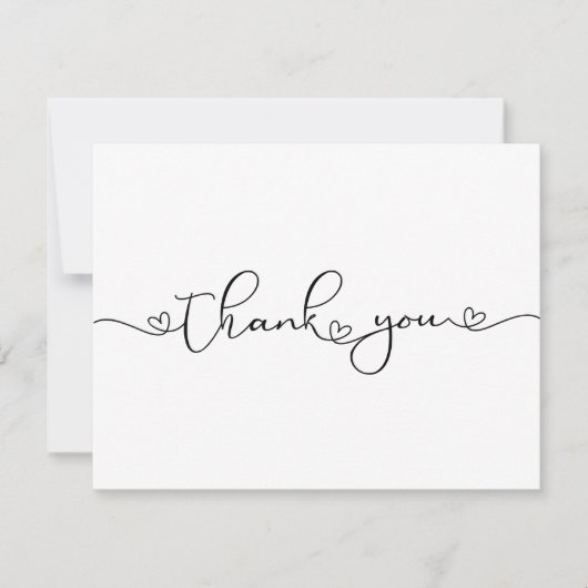Modern Minimalist Thank You Heart Custom Card Bedankkaart (Voorkant)