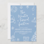 Modern Minimalist The Winter I Turn Birthday Party Kaart (Voorkant)