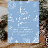 Modern Minimalist The Winter I Turn Birthday Party Kaart
