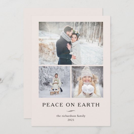 Modern minimalist | Three Foto's Feestdagenkaart (Voorkant / Achterkant)