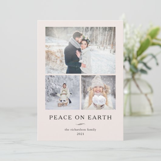 Modern minimalist | Three Foto's Feestdagenkaart (Staand voorkant)