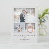 Modern minimalist | Three Foto's Feestdagenkaart (Staand voorkant)