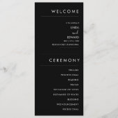 Modern Minimalist Traditional  Black Wedding Programmakaart (Voorkant)