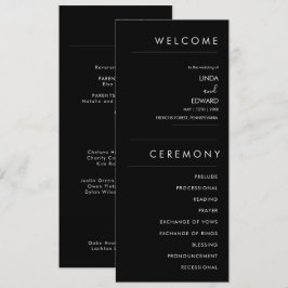 Modern Minimalist Traditional  Black Wedding Programmakaart
