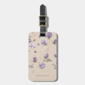 Modern Minimalist Travel Soft Mauve Floral Bagagelabel (Voorkant verticaal)
