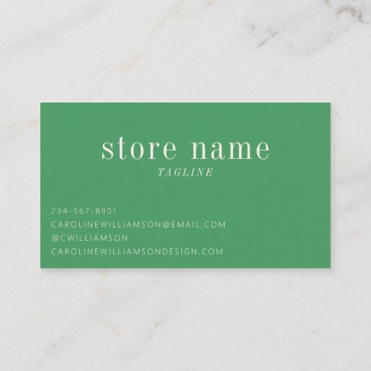 Modern minimalist Trendy Kelly Green bedankt Visitekaartje (Achterkant)
