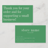 Modern minimalist Trendy Kelly Green bedankt Visitekaartje (Voorkant / Achterkant)