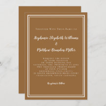 Modern minimalist Trendy Rustic Brown Chic Wedding