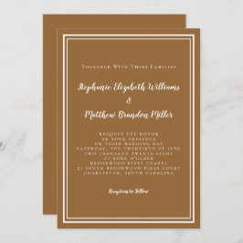 Modern minimalist Trendy Rustic Brown Chic Wedding Kaart