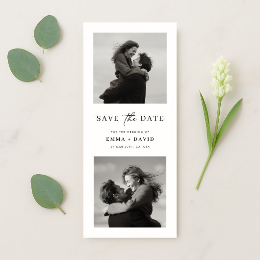 Modern Minimalist Two Photo Wedding Bookmark Save The Date