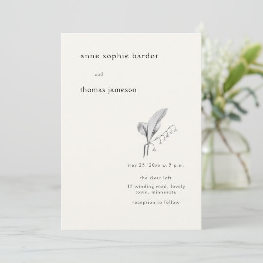 Modern minimalist Typografie Lily Valley Wedding Kaart (Staand voorkant)