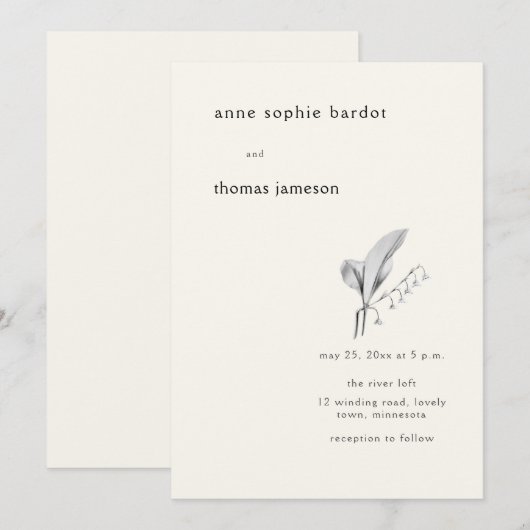 Modern minimalist Typografie Lily Valley Wedding Kaart (Voorkant / Achterkant)