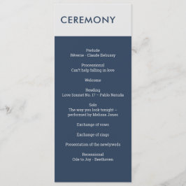 Modern minimalist Typografie Navy Blue Gray Programmakaart