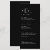Modern minimalist Typography Black Wedding Menu (Voorkant / Achterkant)