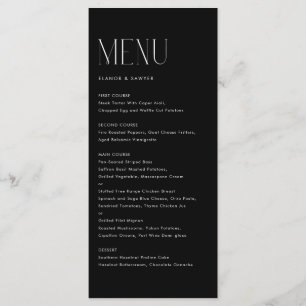 Modern minimalist Typography Black Wedding Menu
