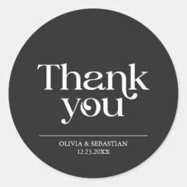 Modern minimalist Typography Black Wedding Ronde Sticker