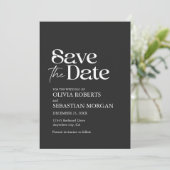 Modern minimalist Typography Black Wedding Save The Date (Staand voorkant)