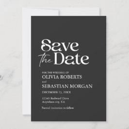 Modern minimalist Typography Black Wedding Save The Date