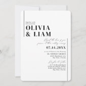 Modern minimalist Typography Black White Wedding Kaart (Voorkant)