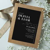 Modern minimalist Typography Black White Wedding Kaart