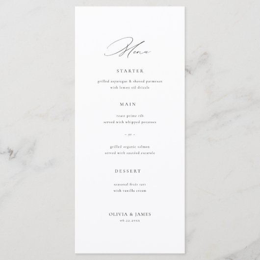 Modern Minimalist Typography Calligraphy Wedding Menu (Voorkant)