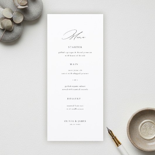 Modern Minimalist Typography Calligraphy Wedding Menu