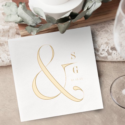 Modern minimalist typography couples monogram folie servetten