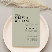 Modern minimalist Typography Green Sage Wedding Kaart