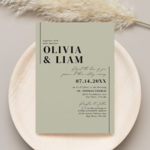 Modern minimalist Typography Green Sage Wedding Kaart