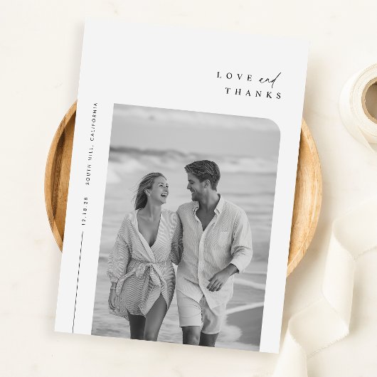 Modern minimalist Typography Photo Wedding Bedankkaart
