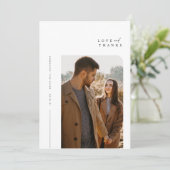 Modern minimalist Typography Photo Wedding Bedankkaart (Staand voorkant)