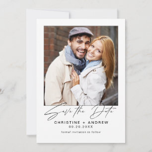Modern minimalist Typography Photo Wedding Save The Date